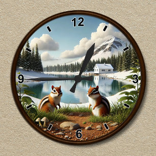 Customisable Scenic Wilderness Chipmunk Clock