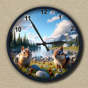Customisable Scenic Wilderness Chipmunk Clock