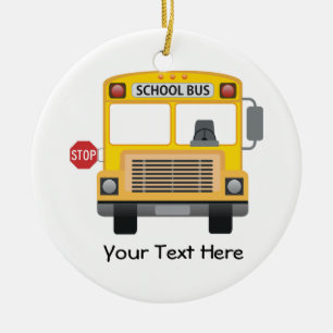 Customisable School Bus Ceramic Tree Decoration
