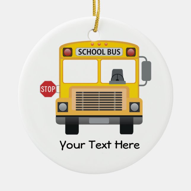 Customisable School Bus Ceramic Tree Decoration (Front)