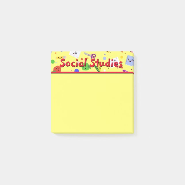 Customisable School Social Studies Post-it Notes (Front)