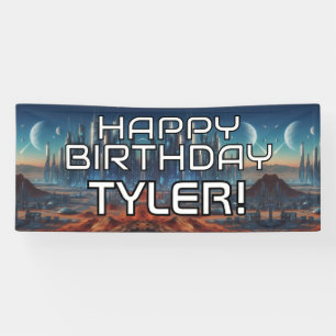 Customisable Sci-Fi themedHAPPY BIRTHDAY with name Banner