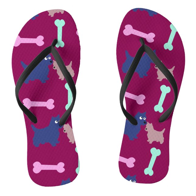 Customisable Scottish Terrier Puppy Choose Colour  Thongs (Footbed)