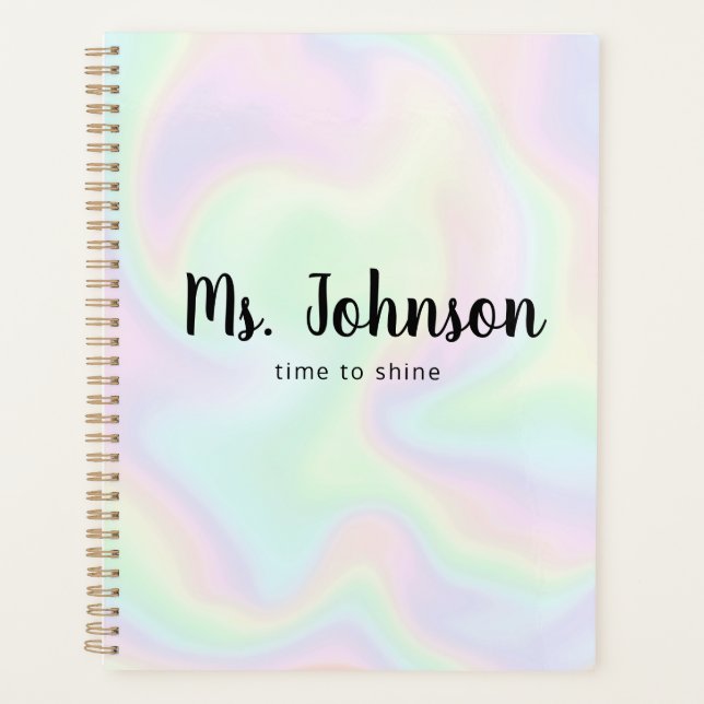 Customisable Script Holographic Teacher Planner (Front)