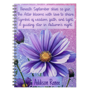 Customisable September Birth Flower Notebook