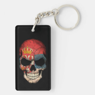 Customisable Serbian Flag Skull Key Ring