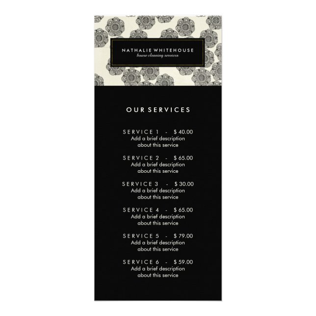 Customisable Service Menu Rack Card (Front)