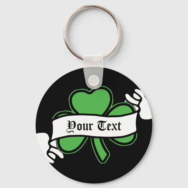 Customisable Shamrock St. Patrick's Day Key Ring (Front)