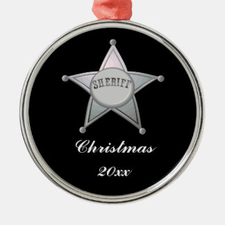 Customisable Sheriff Badge Star Officer Design Metal Ornament
