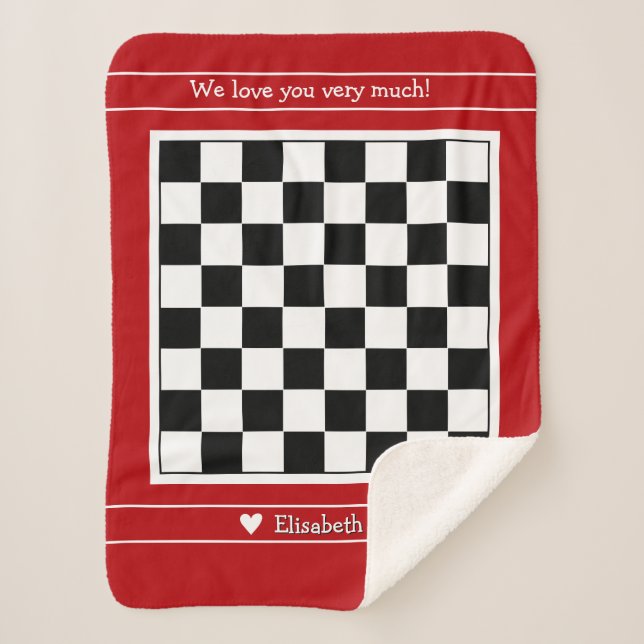 Customisable Sherpa Blanket with Chessboard Design (Front)