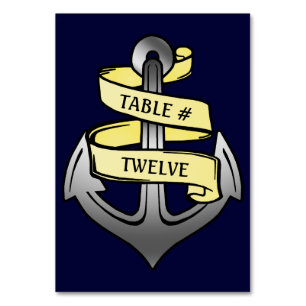 Customisable Ship Captain Anchor Nautical Party Table Number