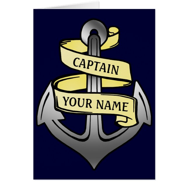 Customisable Ship Captain Your Name Anchor Card (Front)