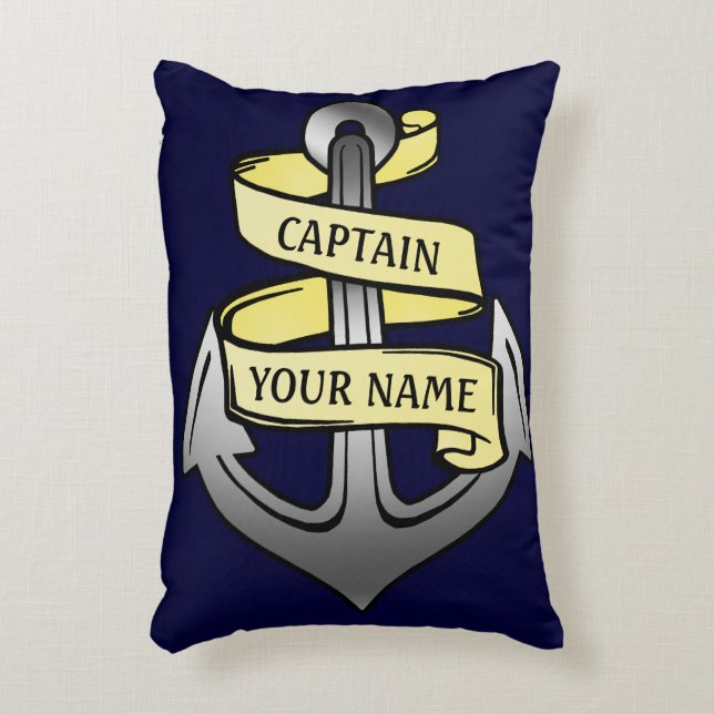 Customisable Ship Captain Your Name Anchor Decorative Cushion (Front(Vertical))