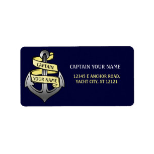 Customisable Ship Captain Your Name Anchor Label