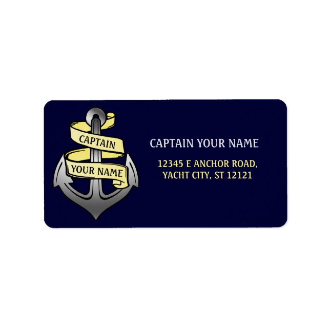 Customisable Ship Captain Your Name Anchor Label (Front)