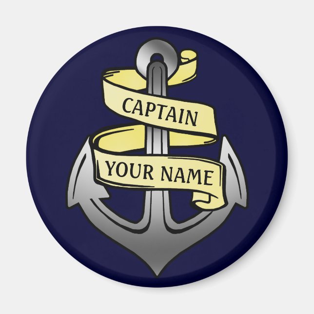 Customisable Ship Captain Your Name Anchor Magnet (Front)