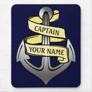 Customisable Ship Captain Your Name Anchor Mouse Pad