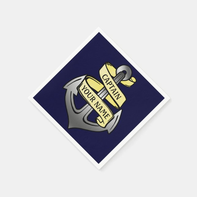 Customisable Ship Captain Your Name Anchor Napkin (Corner)