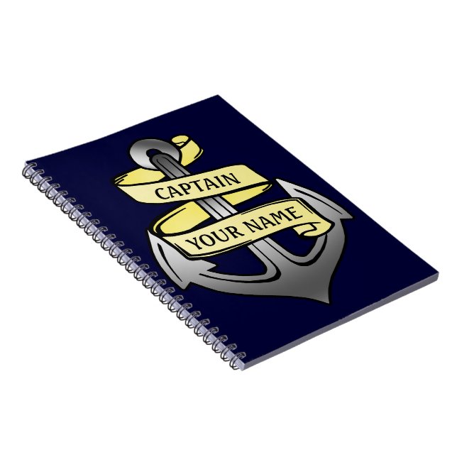 Customisable Ship Captain Your Name Anchor Notebook (Right Side)
