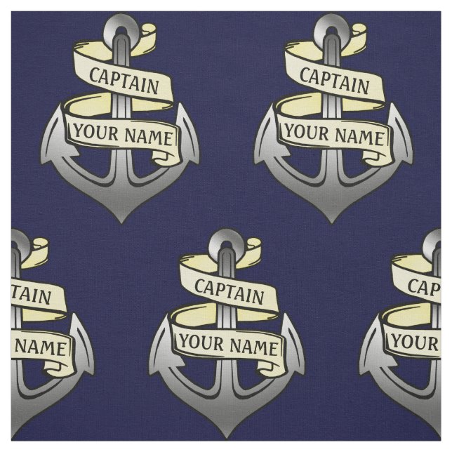 Customisable Ship Captain Your Name Anchor Novelty Fabric (Swatch)