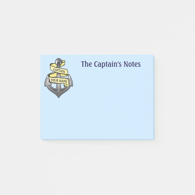 Customisable Ship Captain Your Name Anchor Post-it Notes (Front)