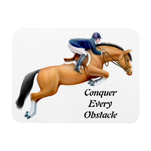 Customisable Show Jumper Equestrian Horse Premium Magnet (Horizontal)