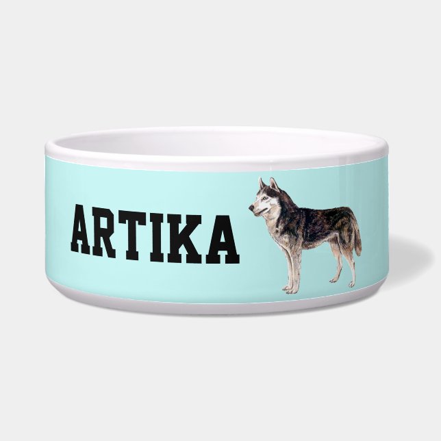 Customisable Siberian Husky Dog Bowl (Front)