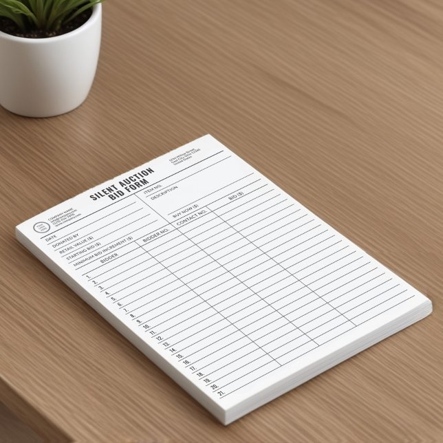 Customisable Silent Auction Bid Tear-Away Sheets Notepad (Creator Uploaded)