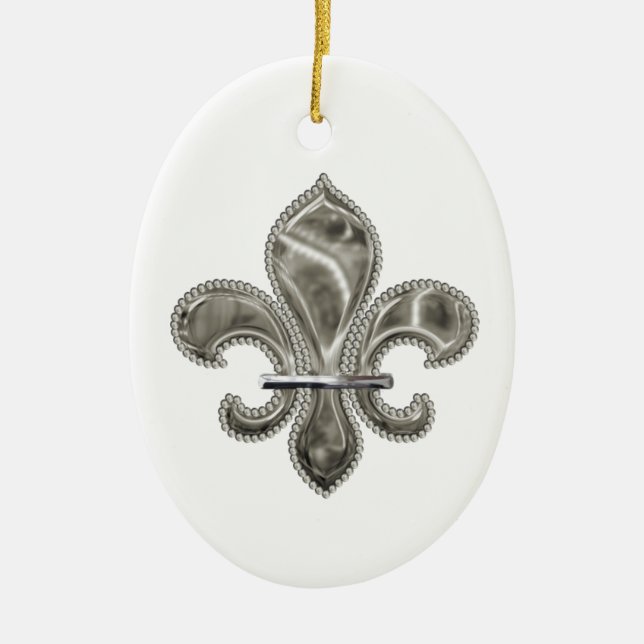 Customisable Silver Fleur de Lys Ornament (Front)