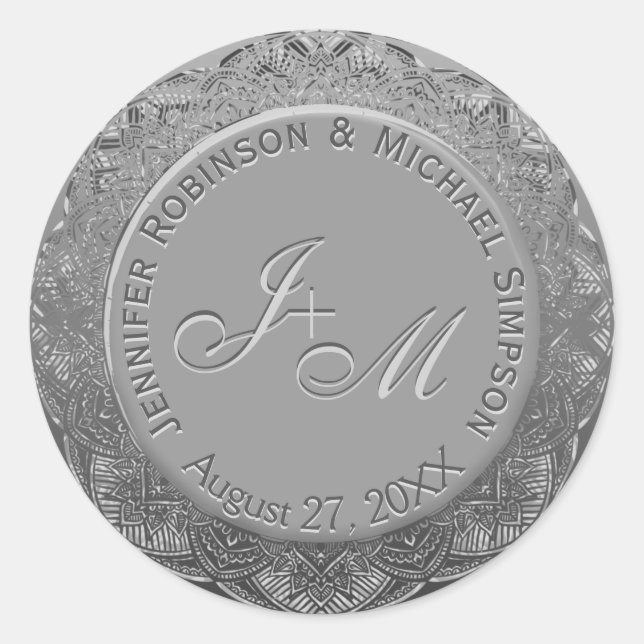 Customisable Silver Monogram Wedding Seal (Front)