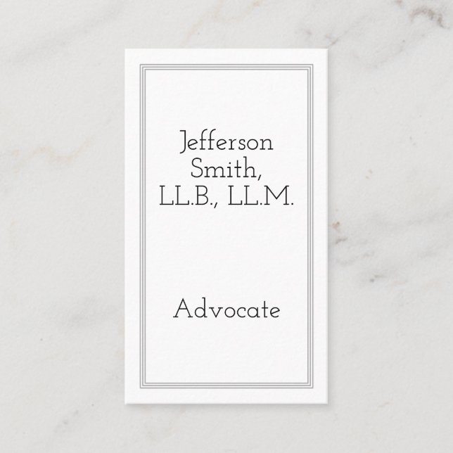 Customisable & Simple Advocate Business Card (Front)