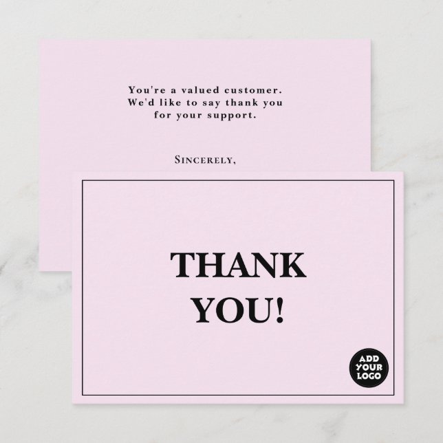 Customisable Simple Company Logo Custom Thank You Card (Front/Back)