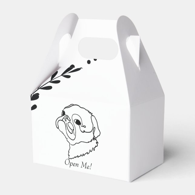  Customisable Simple Drawing Line Art Pug Favour Box (Front Side)