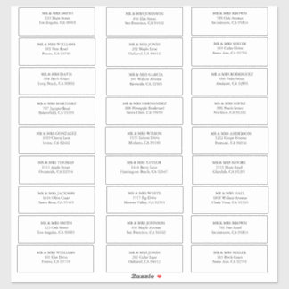 Customisable simple Guest wedding address labels