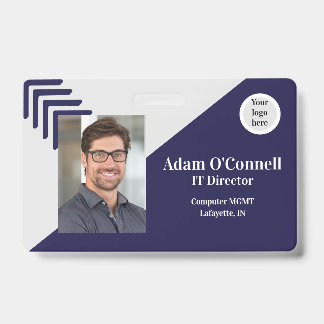 Customisable Simple Unique Design Blue Business ID Badge