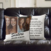 Customisable Sisters Photo and Poem Throw Pillow
