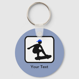 Customisable Skater on Skateboard Logo Key Ring