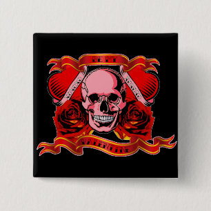 Customisable Skully Valentine 15 Cm Square Badge