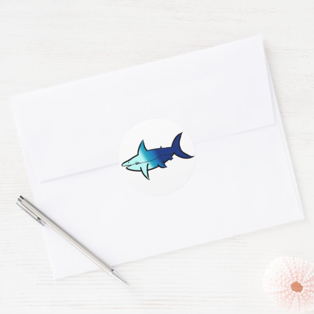 Customisable Sky Gradient Shark Classic Round Sticker (Envelope)