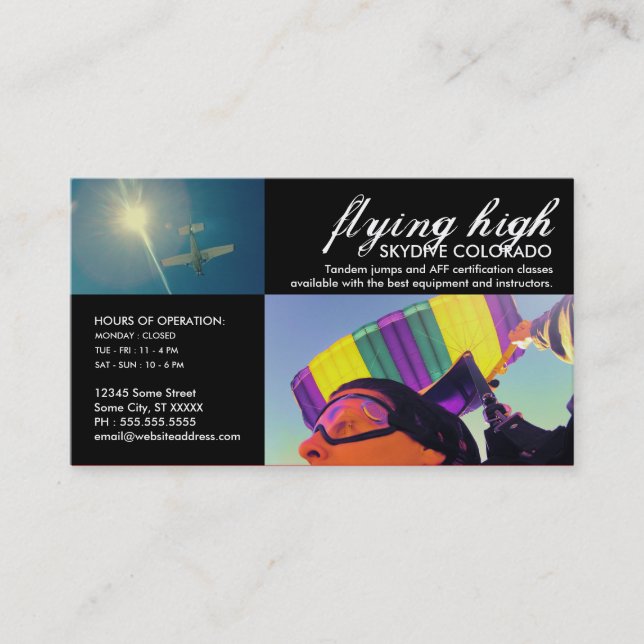 customisable skydiving business card (Front)