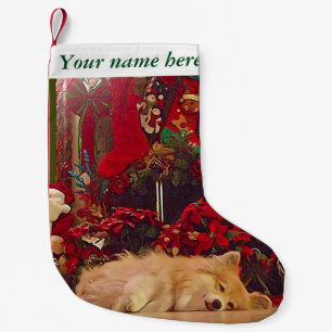 Customisable Sleepy Corgi Small Christmas Stocking