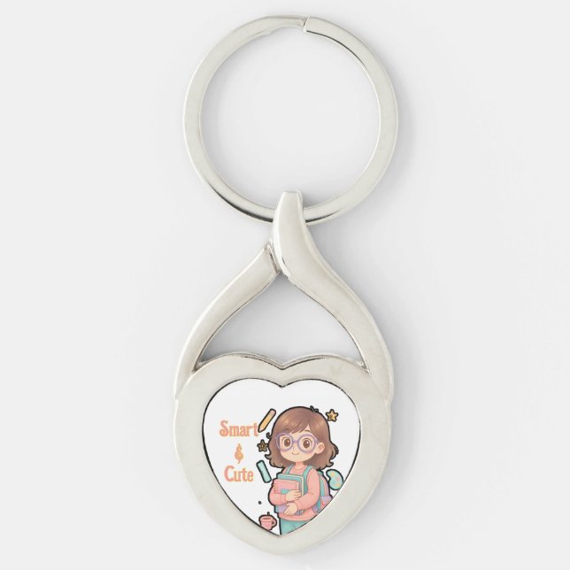 Customisable "Smart & Cute" Schoolgirl Keychain (Front)