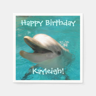 Customisable Smiling Dolphin Birthday Napkin
