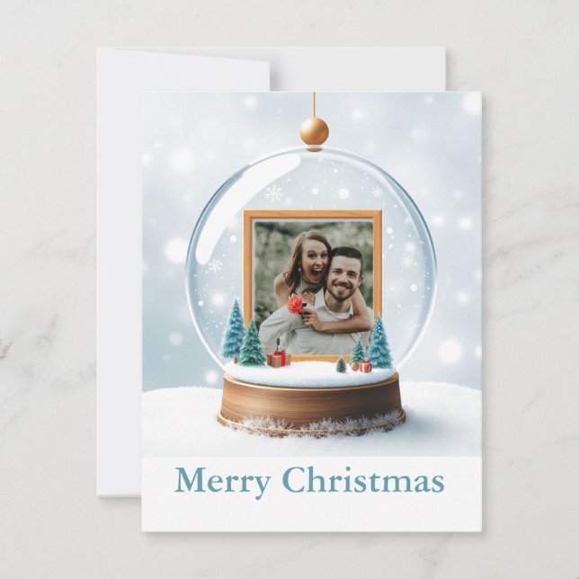Customisable Snow Globe Photo Christmas Holiday Card (Front)