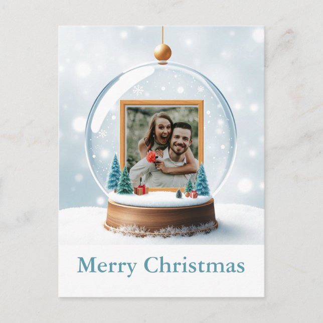 Customisable Snow Globe Photo Christmas Holiday Postcard (Front)