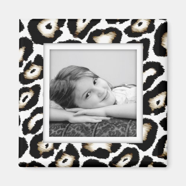 Customisable Snow Leopard Photo Frame Magnet (Front)