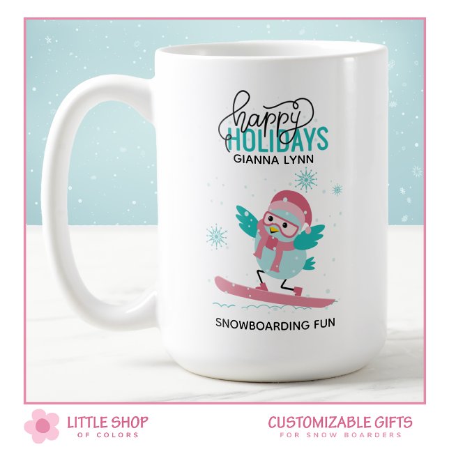 Customisable Snowboarding Bluebird Christmas Coffee Mug (Creator Uploaded)