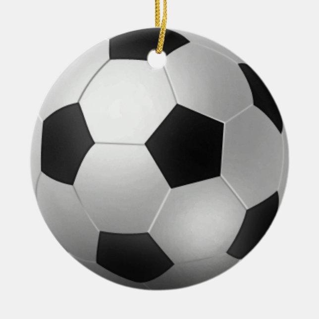 Customisable Soccer Ball Chirstmas Ceramic Ornament (Front)