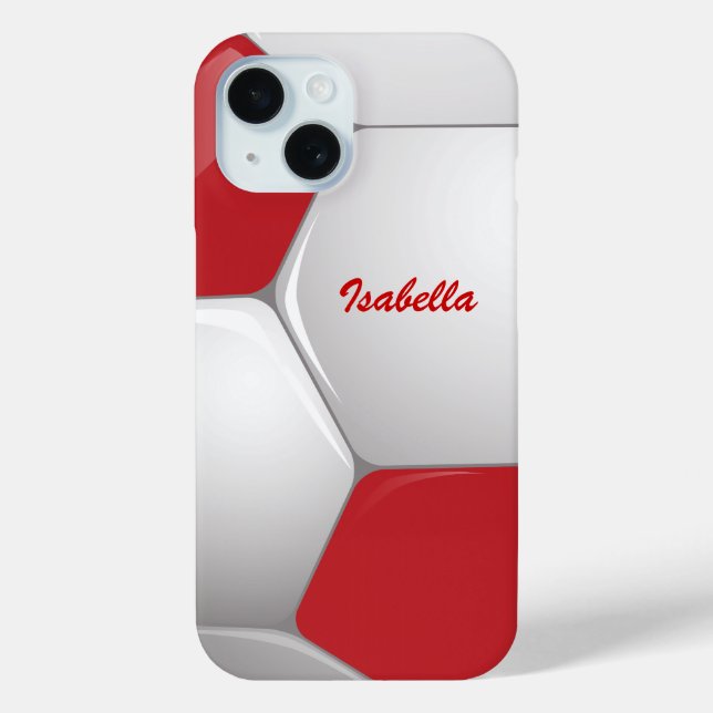 Customisable Soccer Ball Red and White Case-Mate iPhone Case (Back)