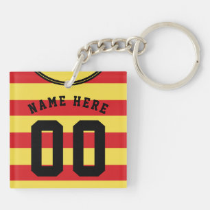Customisable Soccer Jersey Keyring, Red Stripes Key Ring